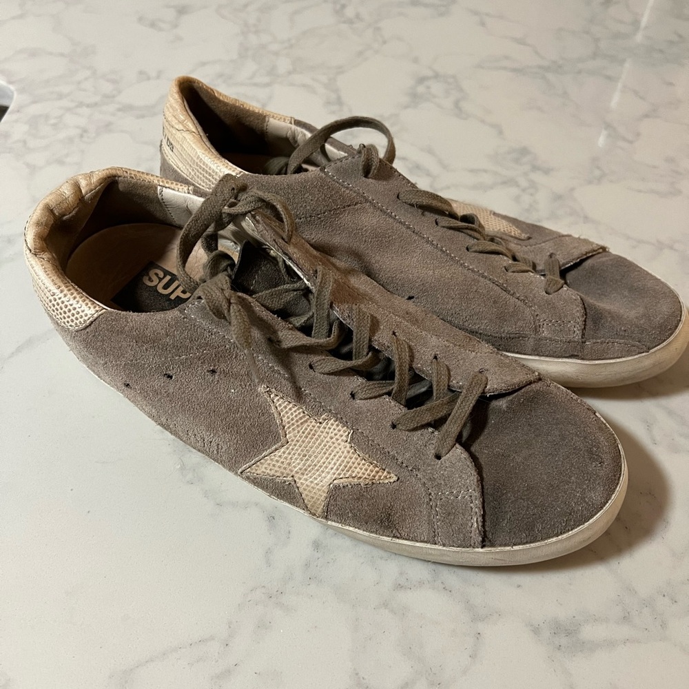 Golden Goose Grey Suede Low-Top Sneakers